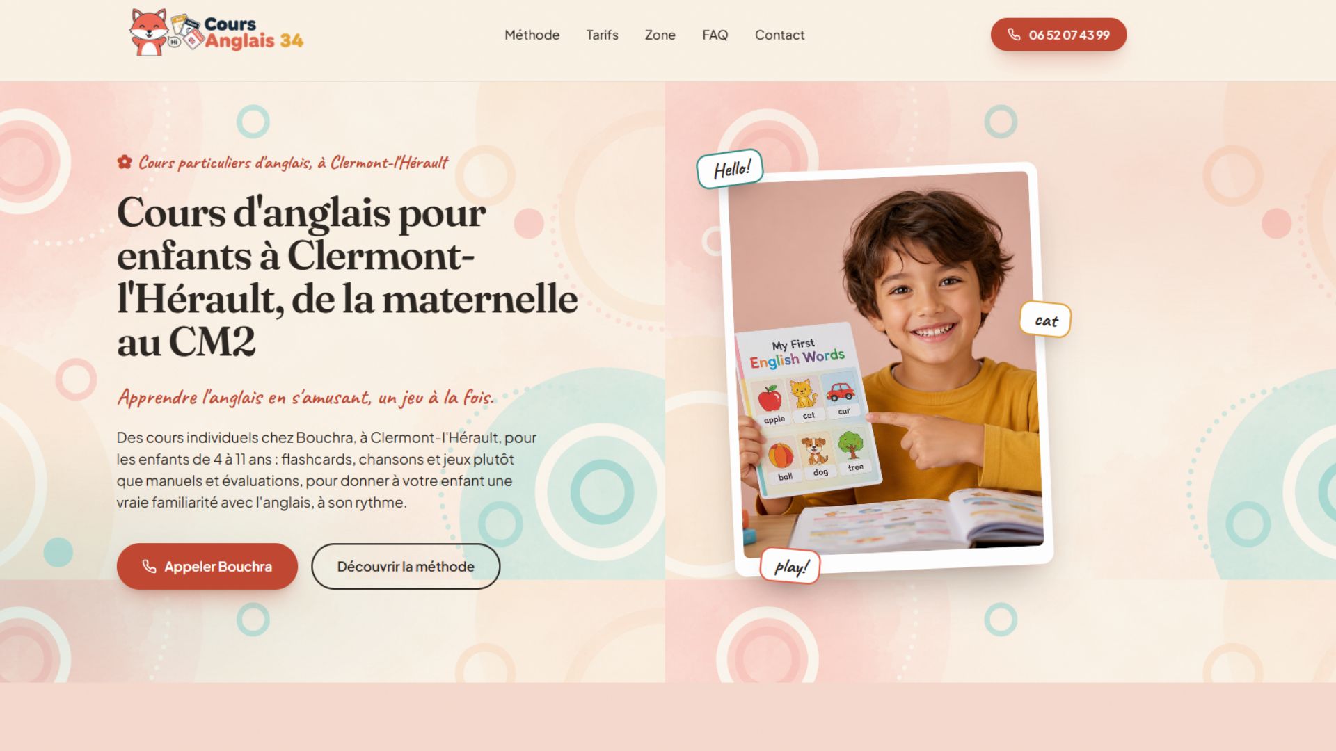Étude de cas : un site vitrine professionnel pour 180€/an, l’exemple Cours Anglais 34