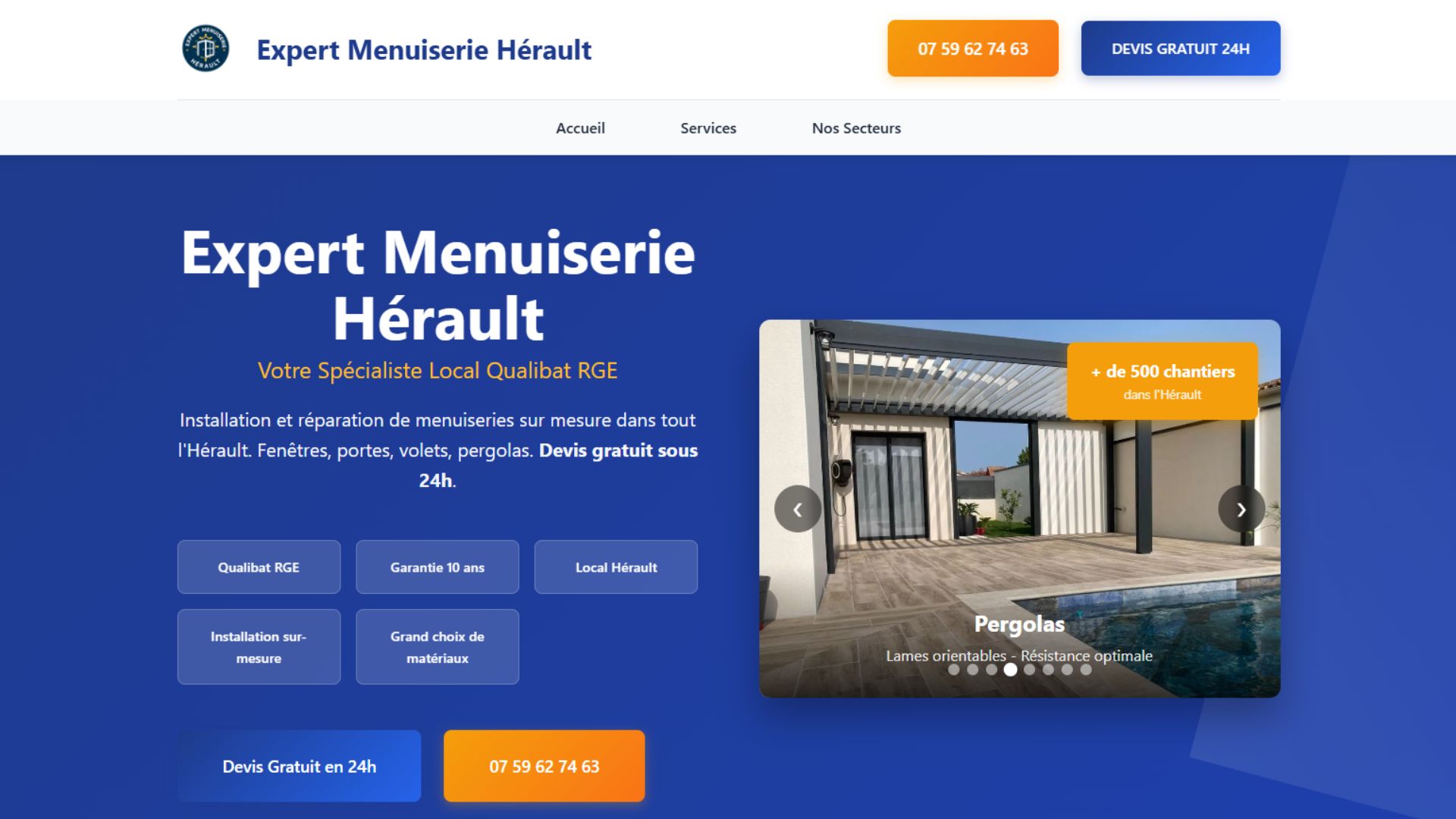 Site de Expert Menuiserie Hérault