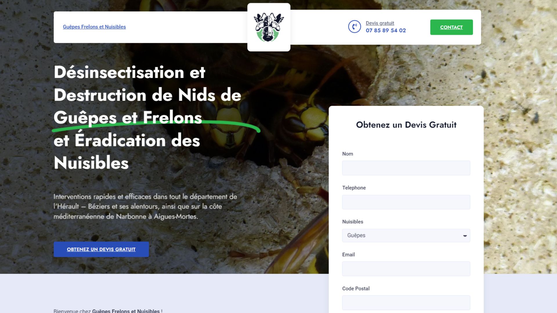 Site de Guêpes Frelons et Nuisibles