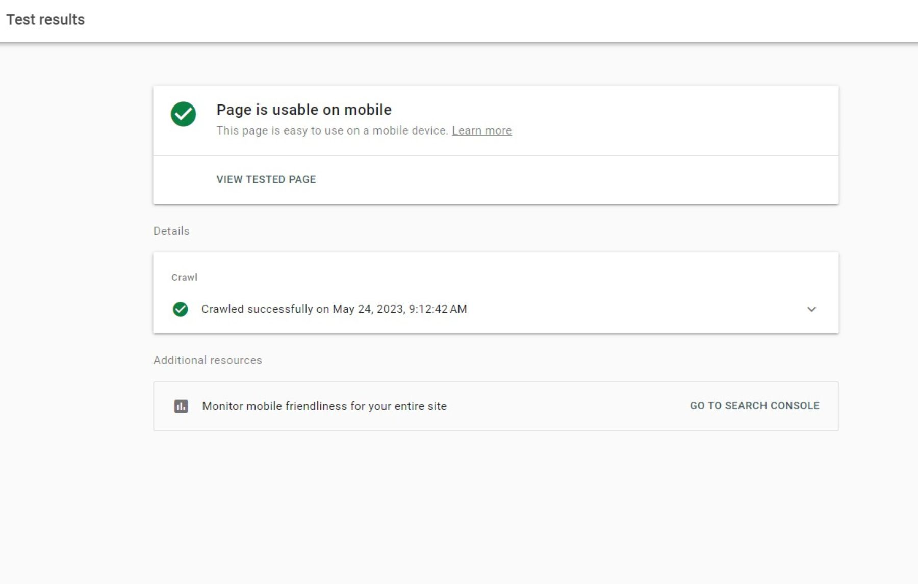 Test de compatibilité mobile Google : page utilisable sur mobile